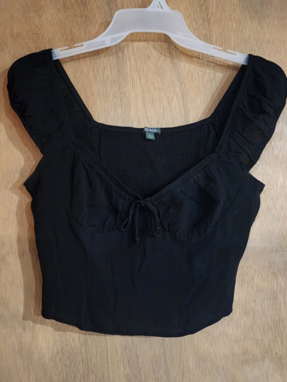 Wild Fable Black Milkmaid Sweetheart Crop Top with Front Tie Medium